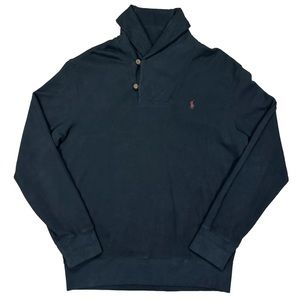 Polo Ralph Lauren Shawl Collar Sweater Pullover Black Classic Comfy Men’s Large